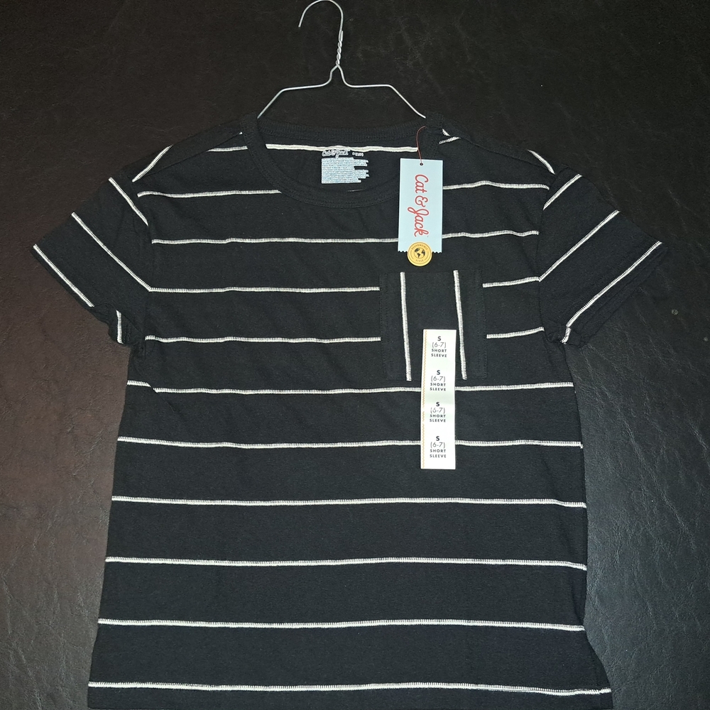 Cat & Jack Black and White Striped Tee